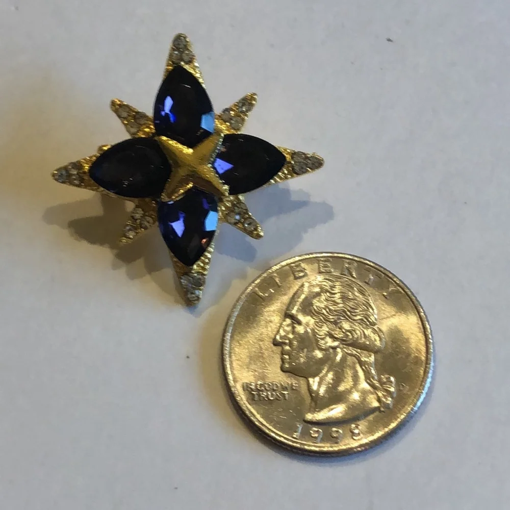 Elegant Gold Tone Purple Starburst Brooch